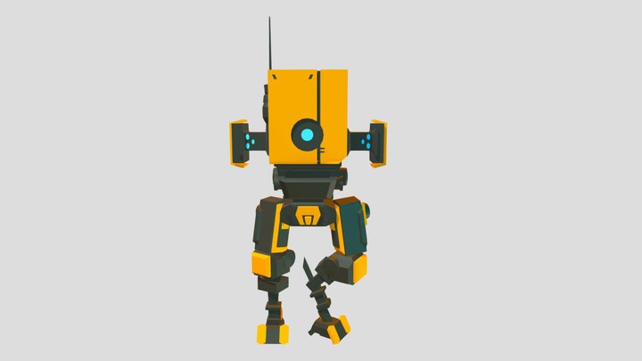 An orange robot 3D Model