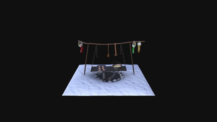 Snow Pup Challenge - Campfire 3D Model