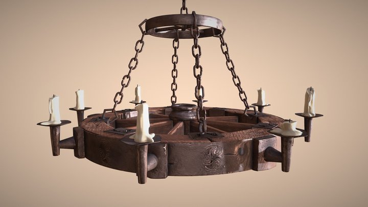 Medieval Tavern Chandelier 3D Model