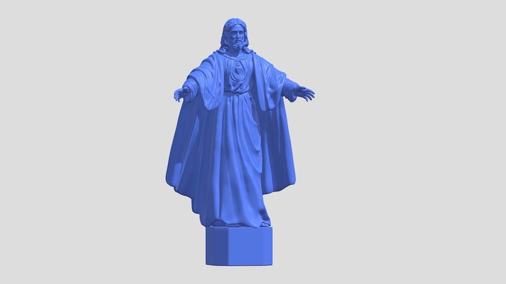 Jesus with a Sacred Heart Statue 3D Print 3D Model