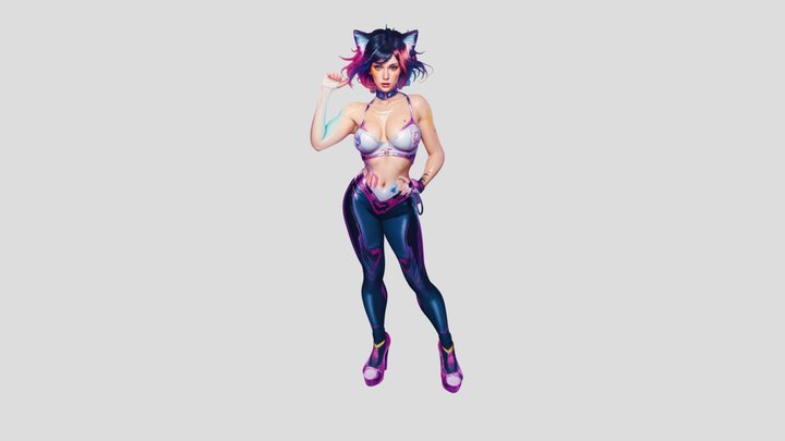 Prismatic Catgirl 3D Model