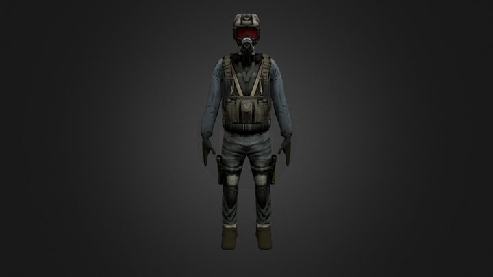 Assault (Low poly post-apo soldier) 3D Model