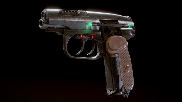 Cyber Makarov pistol 3D Model