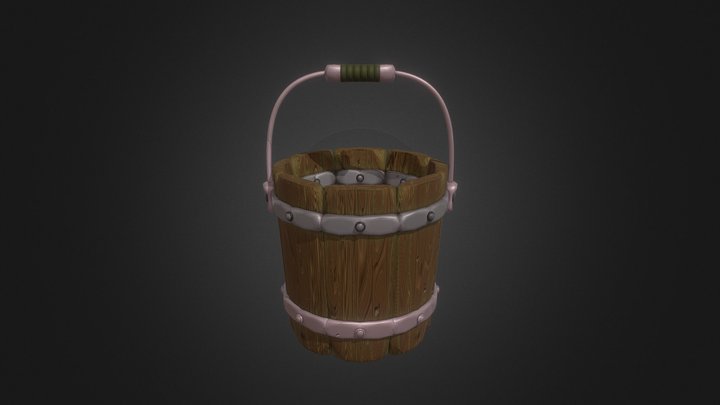 3D Stylized Wooden Bucket 3D Model