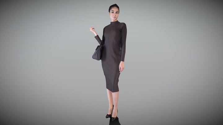 Elegant business woman with a bag 208 3D Model