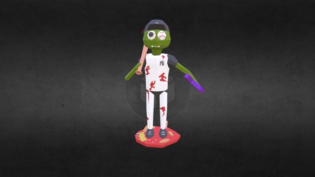Zombie Baseball Lowpoly 3D Model