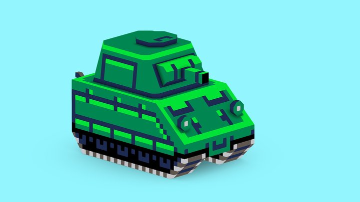 Pixel Tank 3D Model