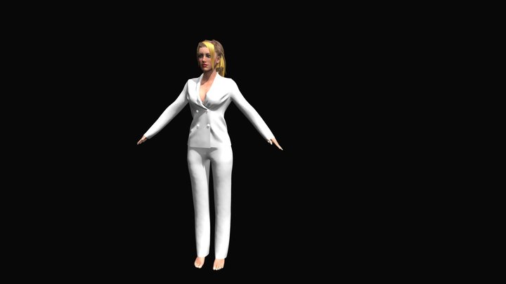 Female Double-Breasted Suit_no shoes 3D Model