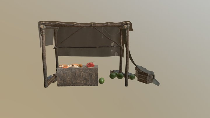 Medieval Market Stall 3D Model