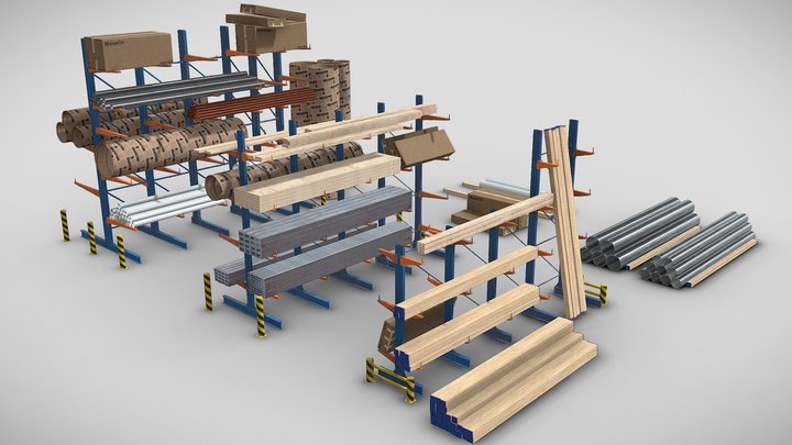 Cantilever Racking System - Asset Pack 3D Model