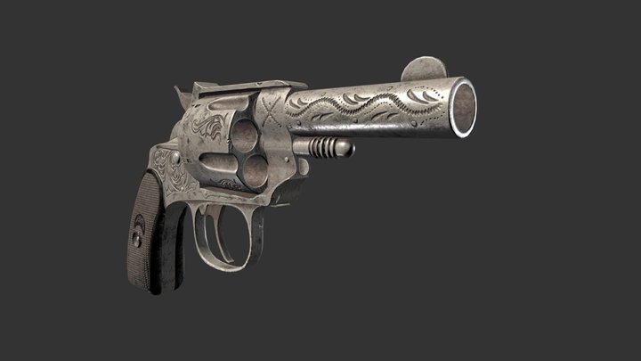 Engraved Revolver 3D Model