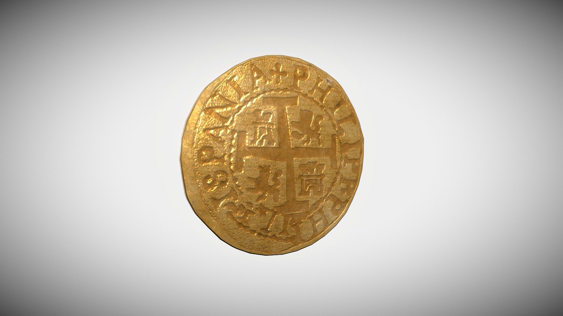 Moneda de oro hallada en el Galeón San José — Sketchfab embed 3D viewer