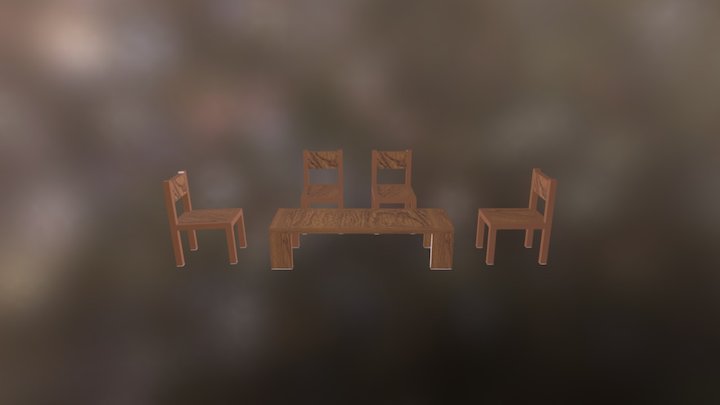 Gambar Meja dan Kursi 3D Model
