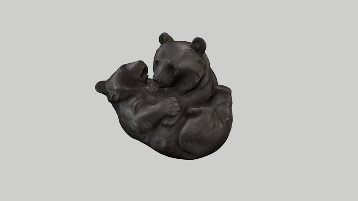 Sculpture of two bear cubs at play 3D Model