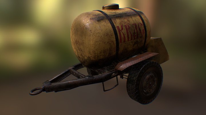 Barrel trailer (Kvass) 3D Model