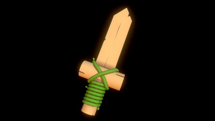 Stylized Wooden Sword 3D Model
