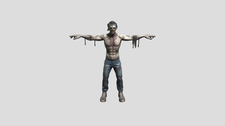 mutated male zombie character 3D Model