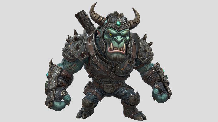 horned blue monster in armor – Kostenloses 3D-Modell STL