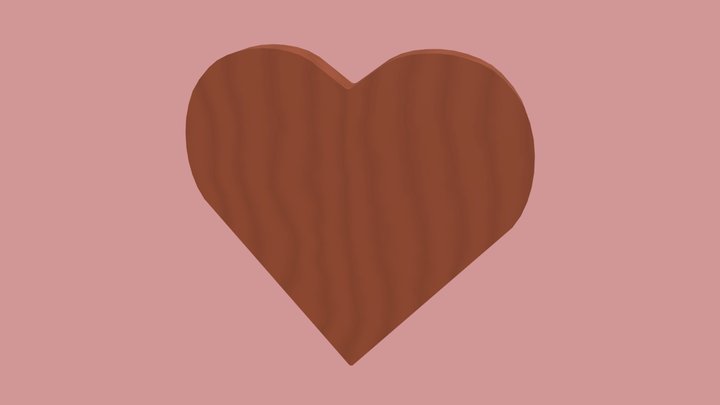 Cherry Wooden Heart 3D Model