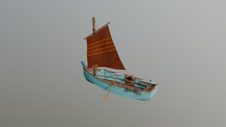 Wooden Fisher Boat 3D Model