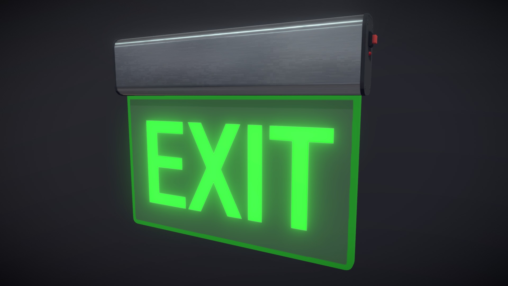 3D model Exit Sign – Low Poly - This is a 3D model of the Exit Sign - Low Poly. The 3D model is about a green rectangular object with a green screen.