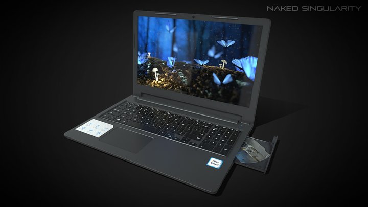 Laptop with optical drive | Computer low poly 3D Model