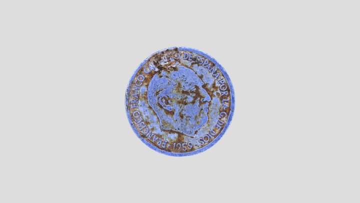 Moneda 10 céntimos de peseta 1959 3D Model