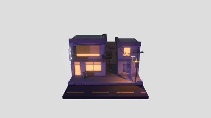 Cyberpunk Storefront + Alleyway 3D Model