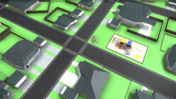 Neighborhood (Low Poly Style) 3D Model