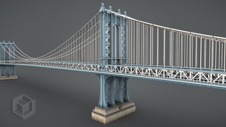 Low Poly Manhattan Bridge New York 3D Model