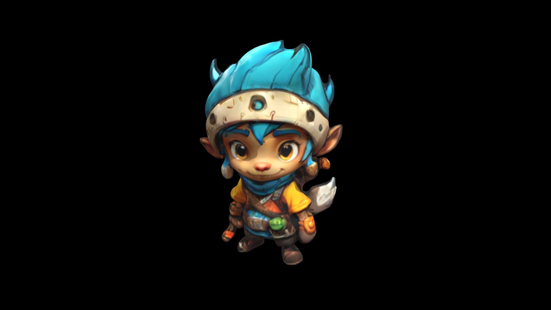 a cartoon character with blue hair and a back - Download Free 3D model ...