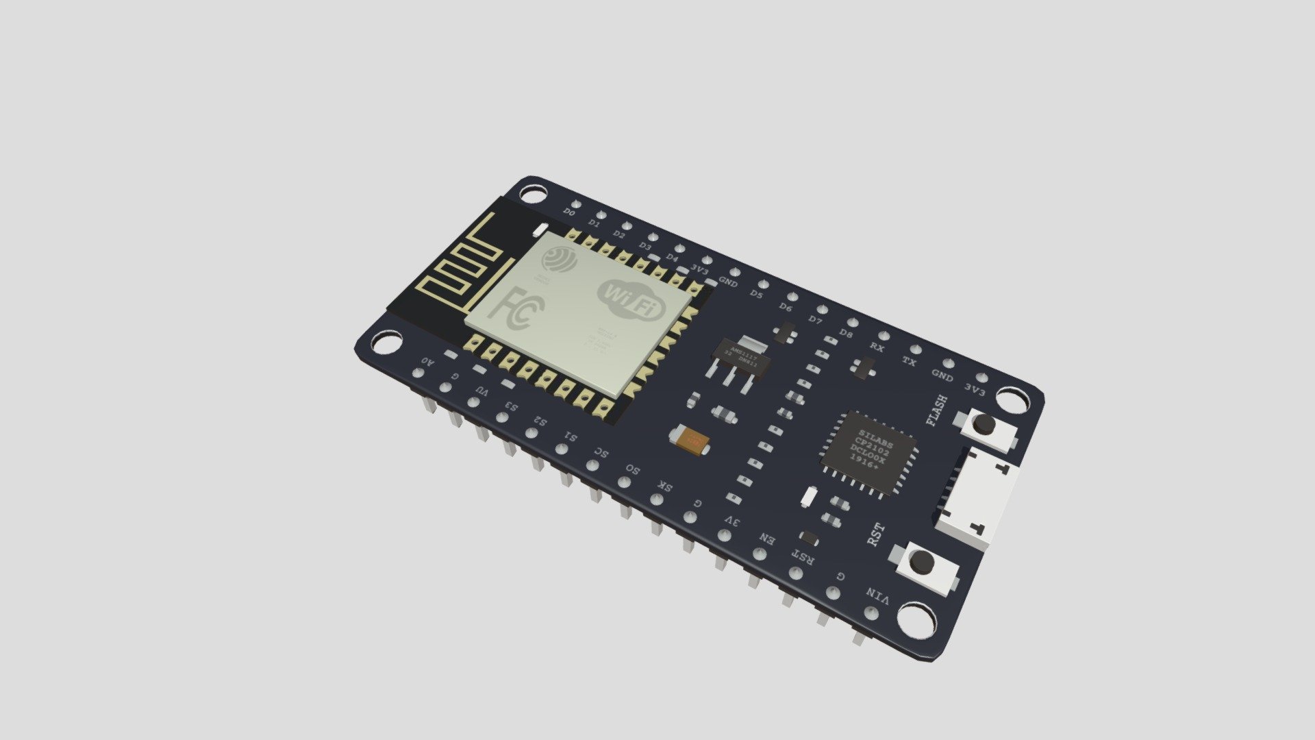 Node MCU 8266 - 3D model by Fikz3D [d07cba0] - Sketchfab