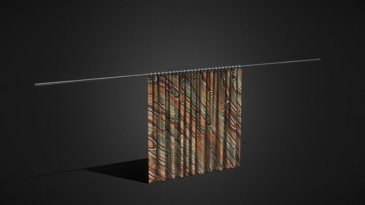 Retro Patterned Curtain 3D Model