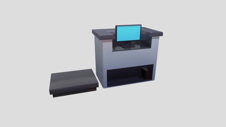 Desk, Monitor and Scale 3D Model