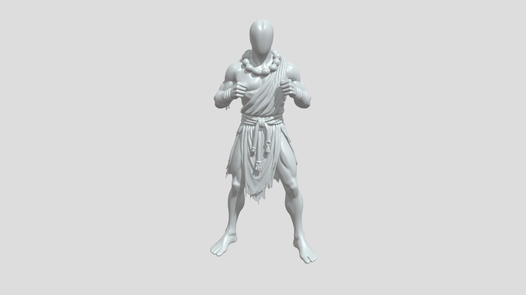 Blue humanoid FACELESS statue with robes