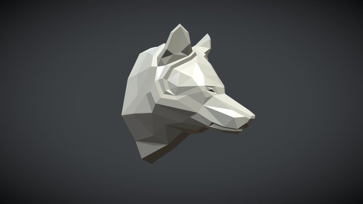 Low poly Wolf head 3D Model