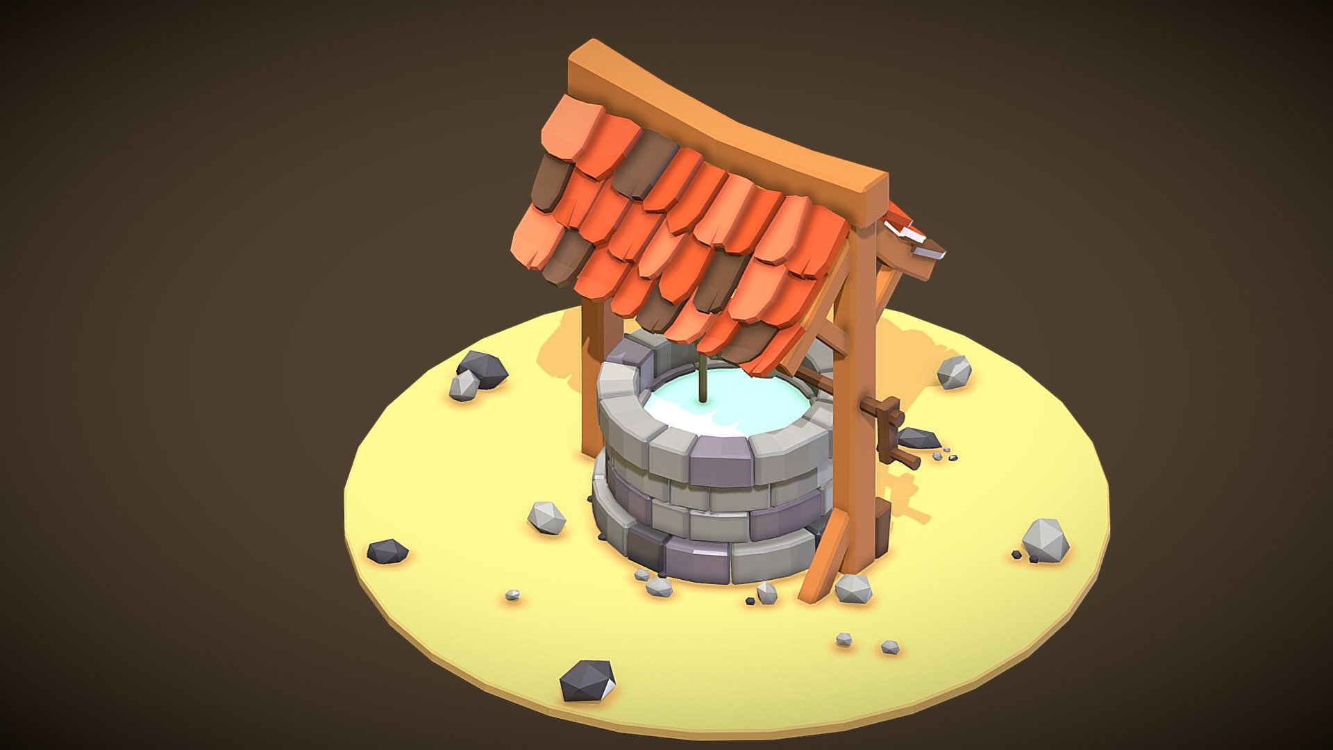 Well Low Poly Model (w/ Water)