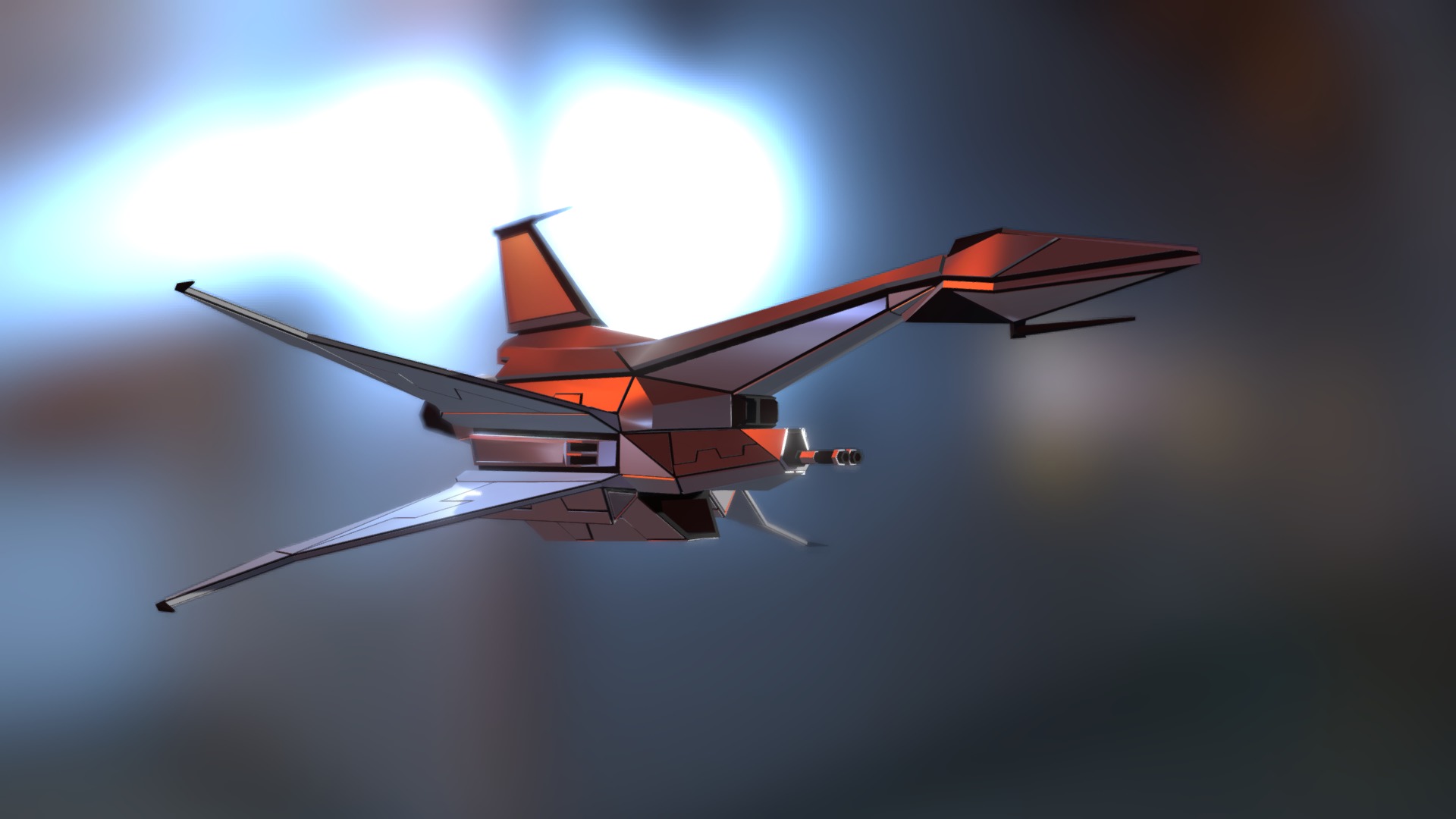 3D model Great Fox Minimalistic - This is a 3D model of the Great Fox Minimalistic. The 3D model is about a small airplane flying in the sky.