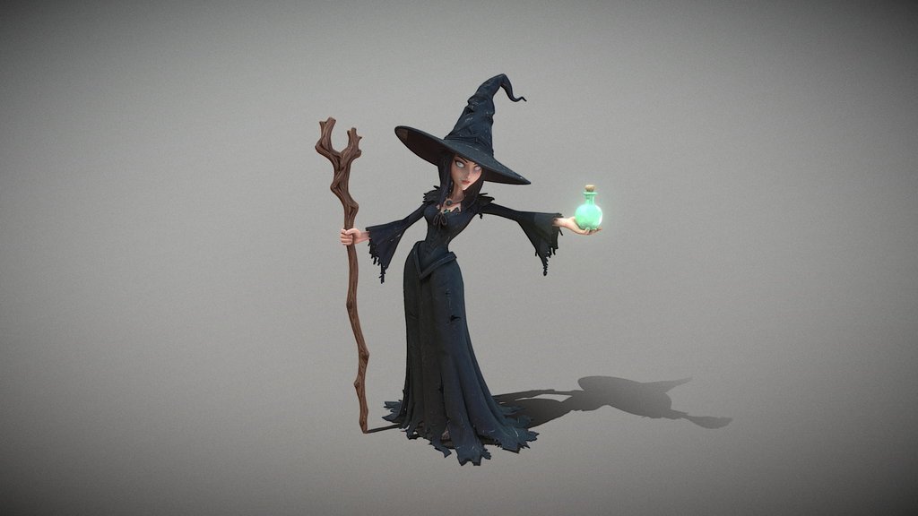 Stylized Witch - Hand-Painted Game Asset