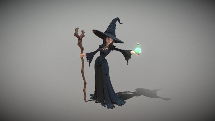 Stylized Witch - Hand-Painted Game Asset