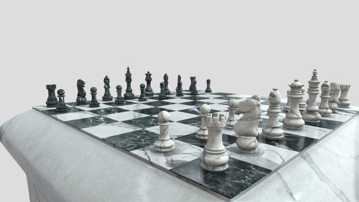 Marble chess table 3D Model