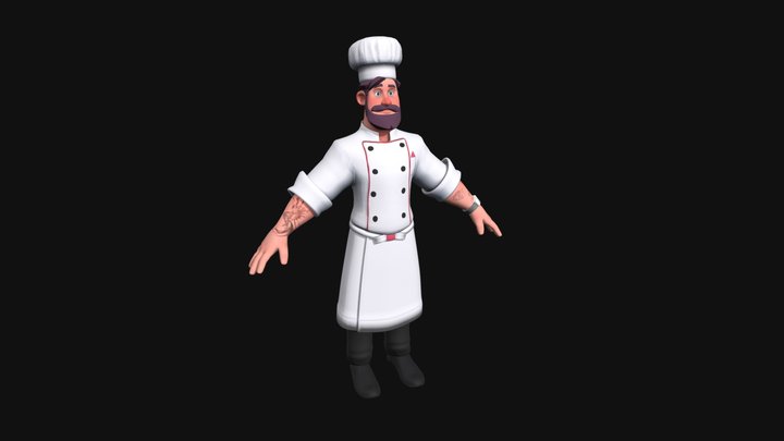 Chef | Textured & Rigged Game Asset | Kaedim 3D Model