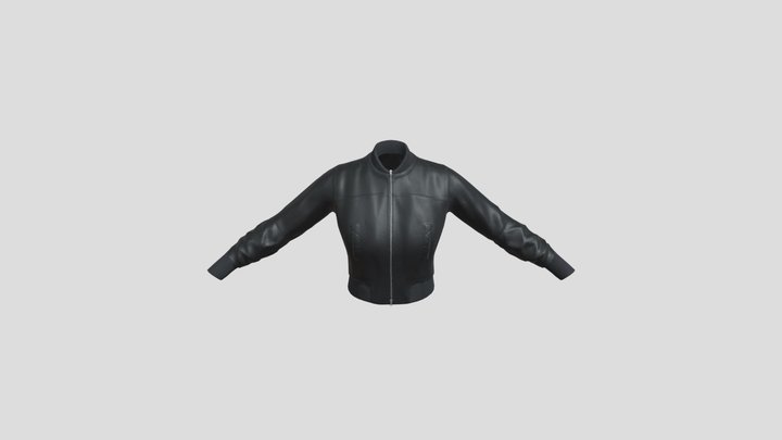 Black Leather Bomber Jacket 3D Asset 3D Model