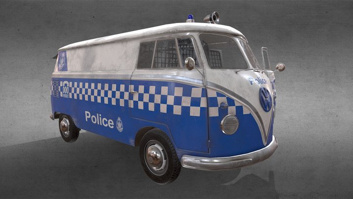 Volkswagen Micro Bus Police Kombi Vehicle 3D Model