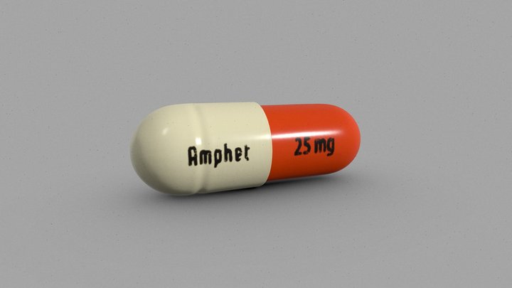 25mg (Amphetamine) Drug Capsule 3D Model