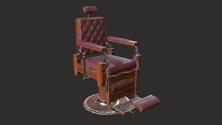 Vintage Koken Barber Chair 3D Model