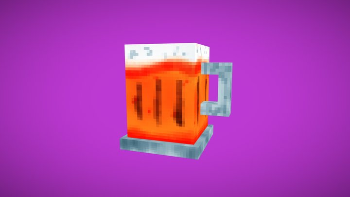 Low Poly Pixel Art Beer Mug 3D Model