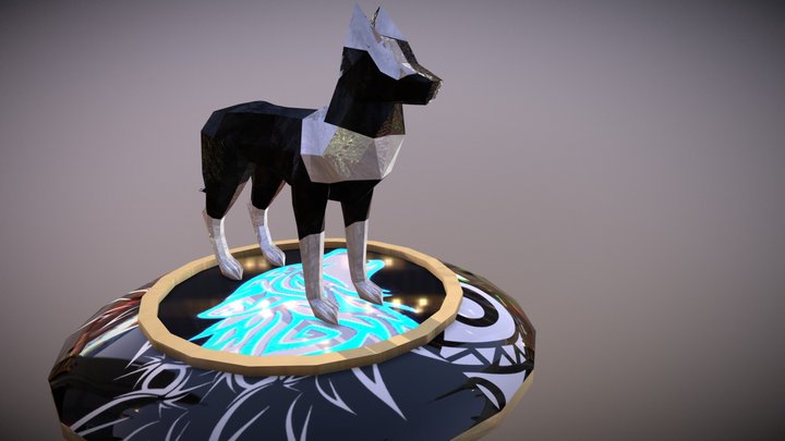 Wolf Tribal Statue 3D Model