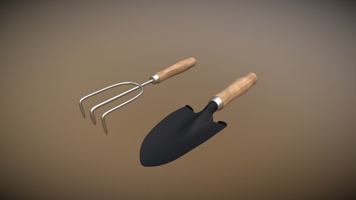 trowel and handrake 3D Model