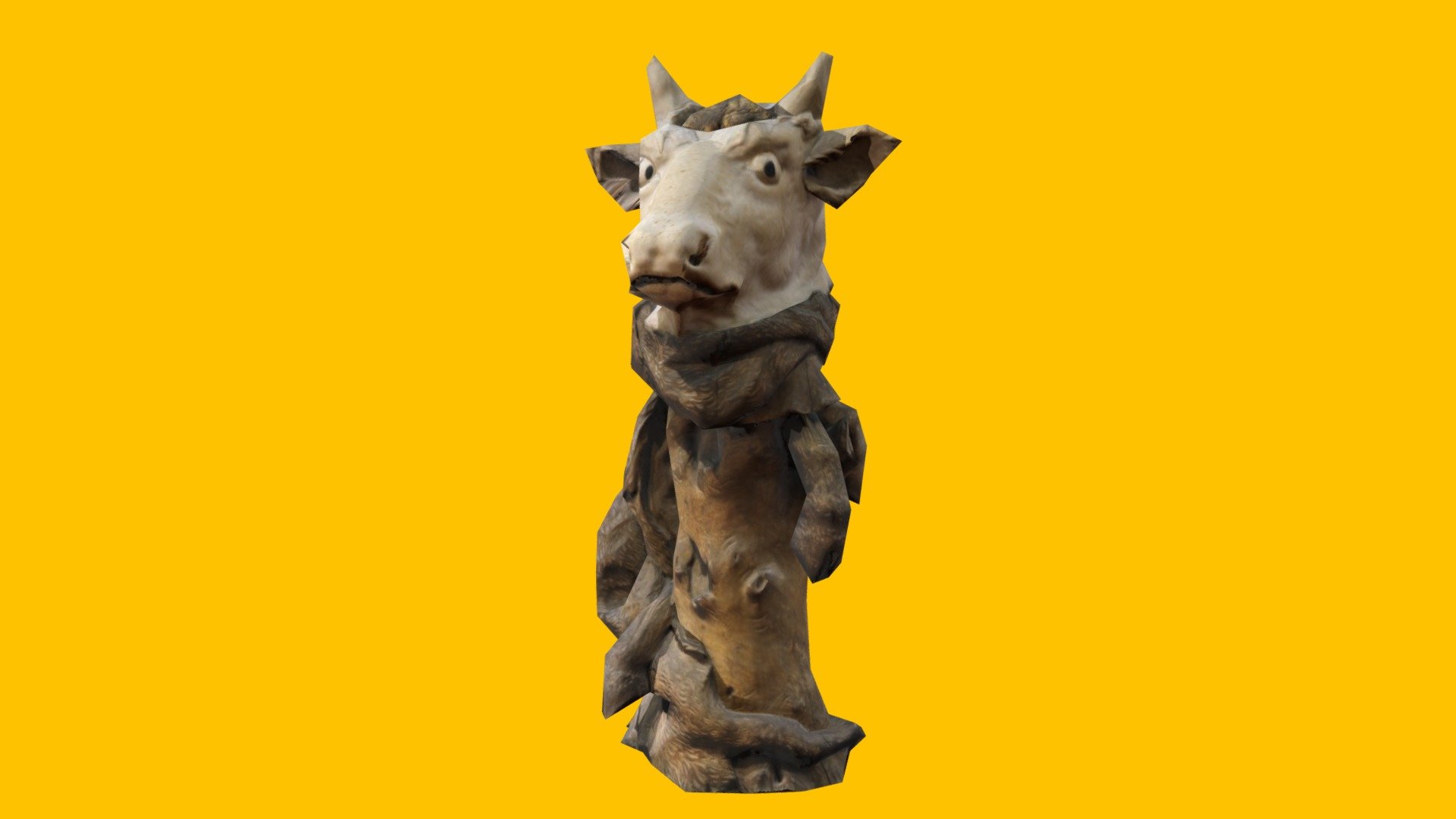 [1k] Head of an Ox on a Tree Trunk